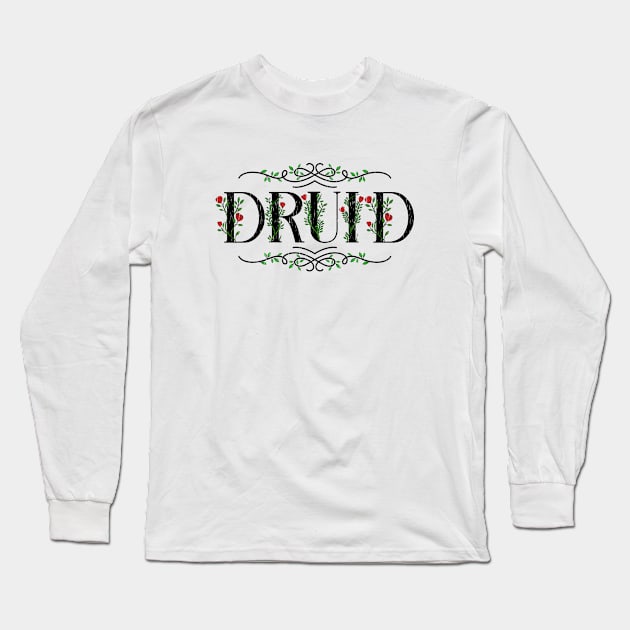 Druid Vintage Sign Long Sleeve T-Shirt by Wolfkin Design